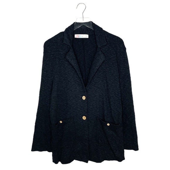 Free People Beach Textured Blazer Black - Picture 2 of 8